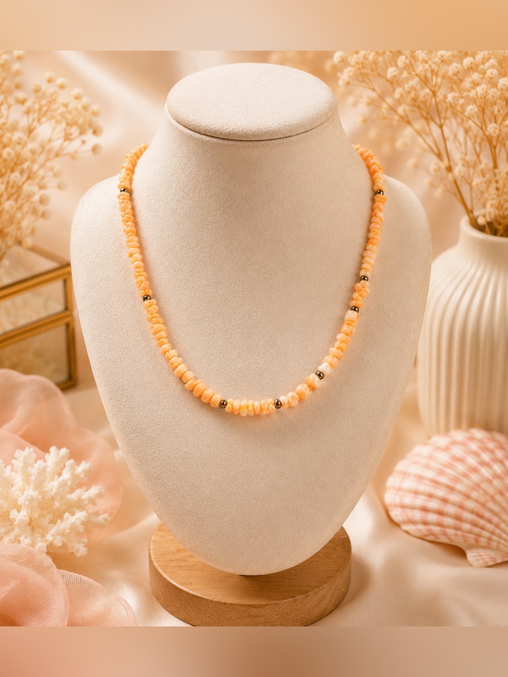 Pink Coral Beaded Necklace